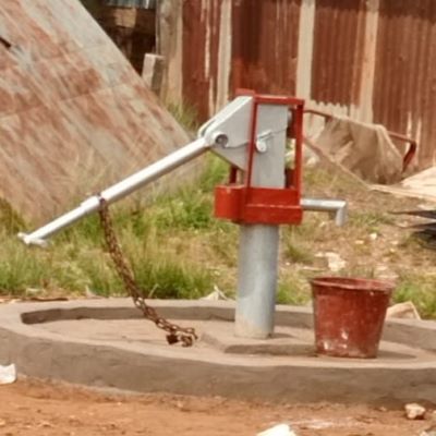 Village school hand pump after rehabilitation