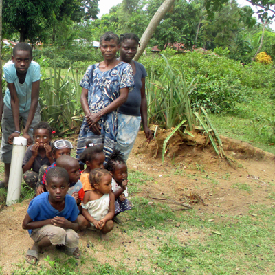 Children by new borehole