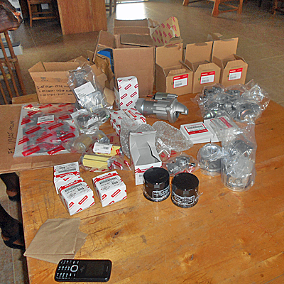 Some of the drill and Truck parts received