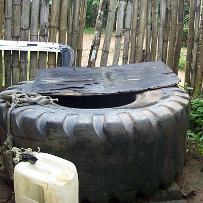 Old Dug Well with Dirty Tire Casing