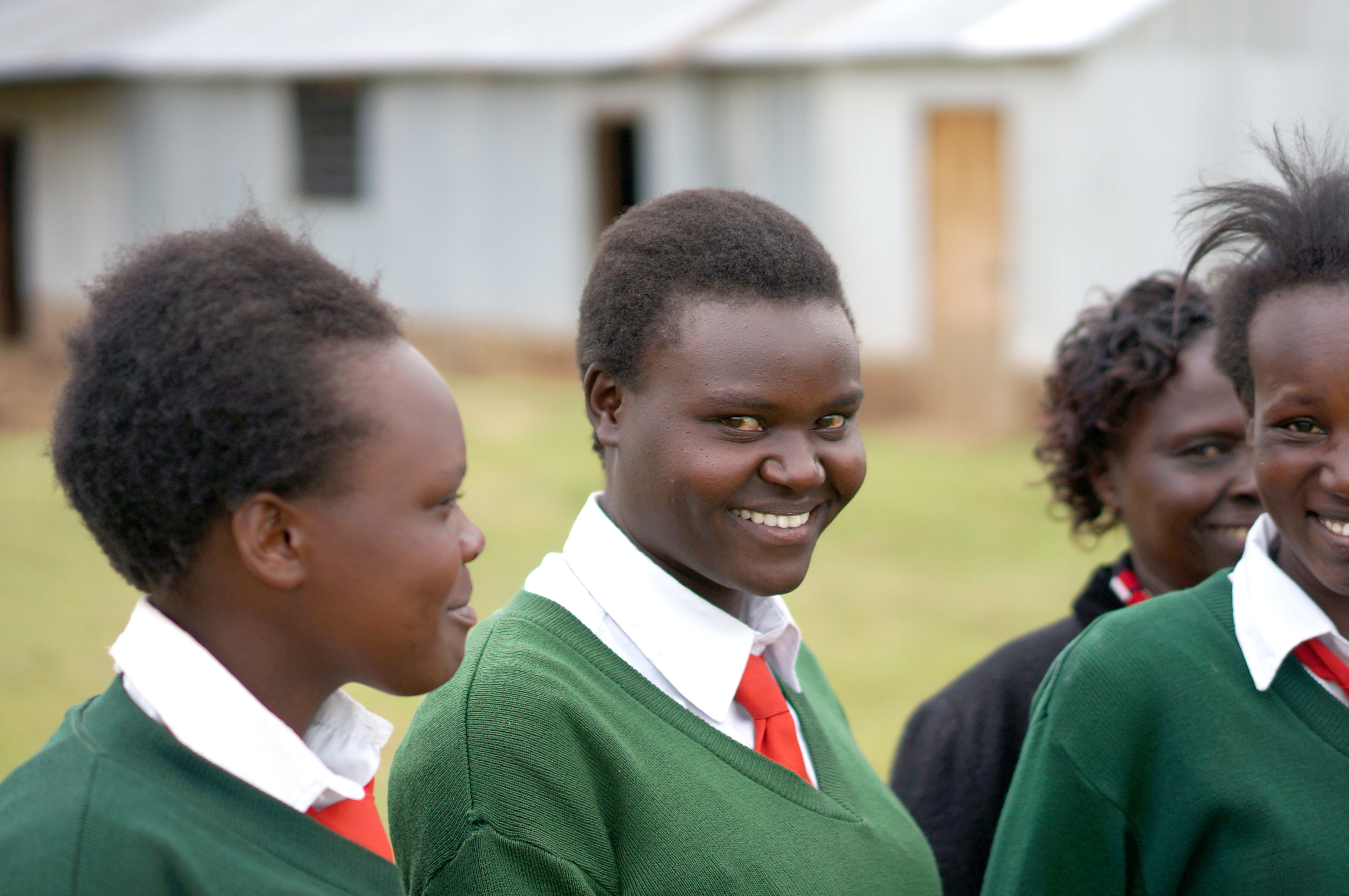 Girls happily attending school rather than fetching water!