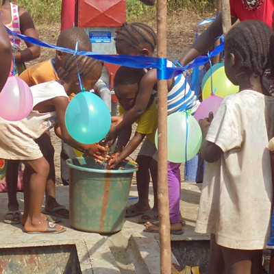 The children enjoying this fresh water!