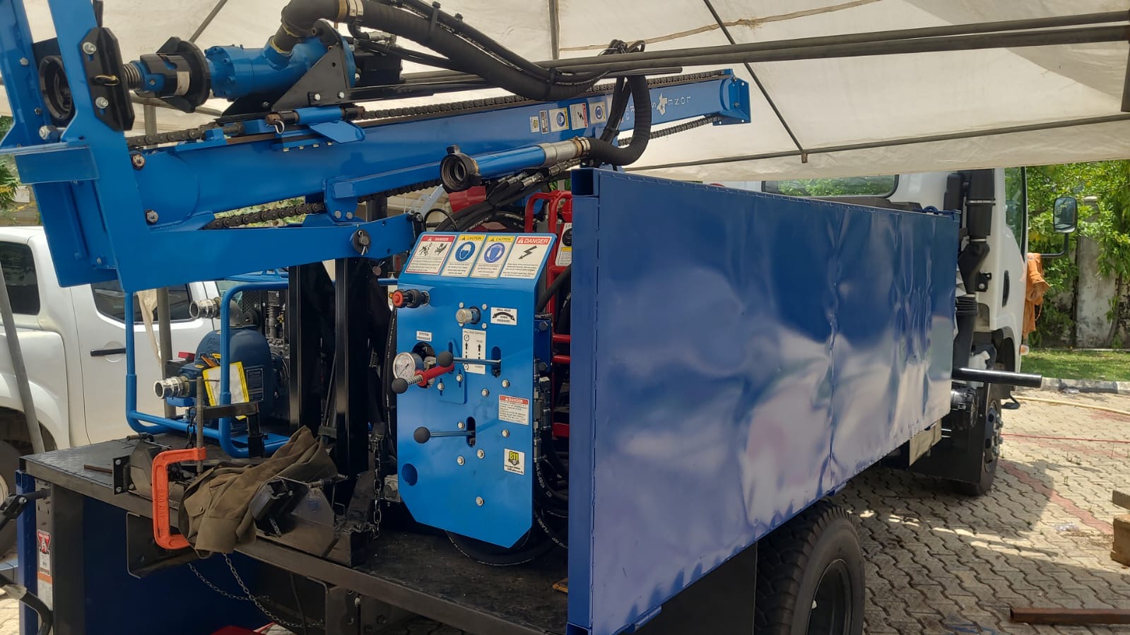 Rear View of Truck-mounted Drill