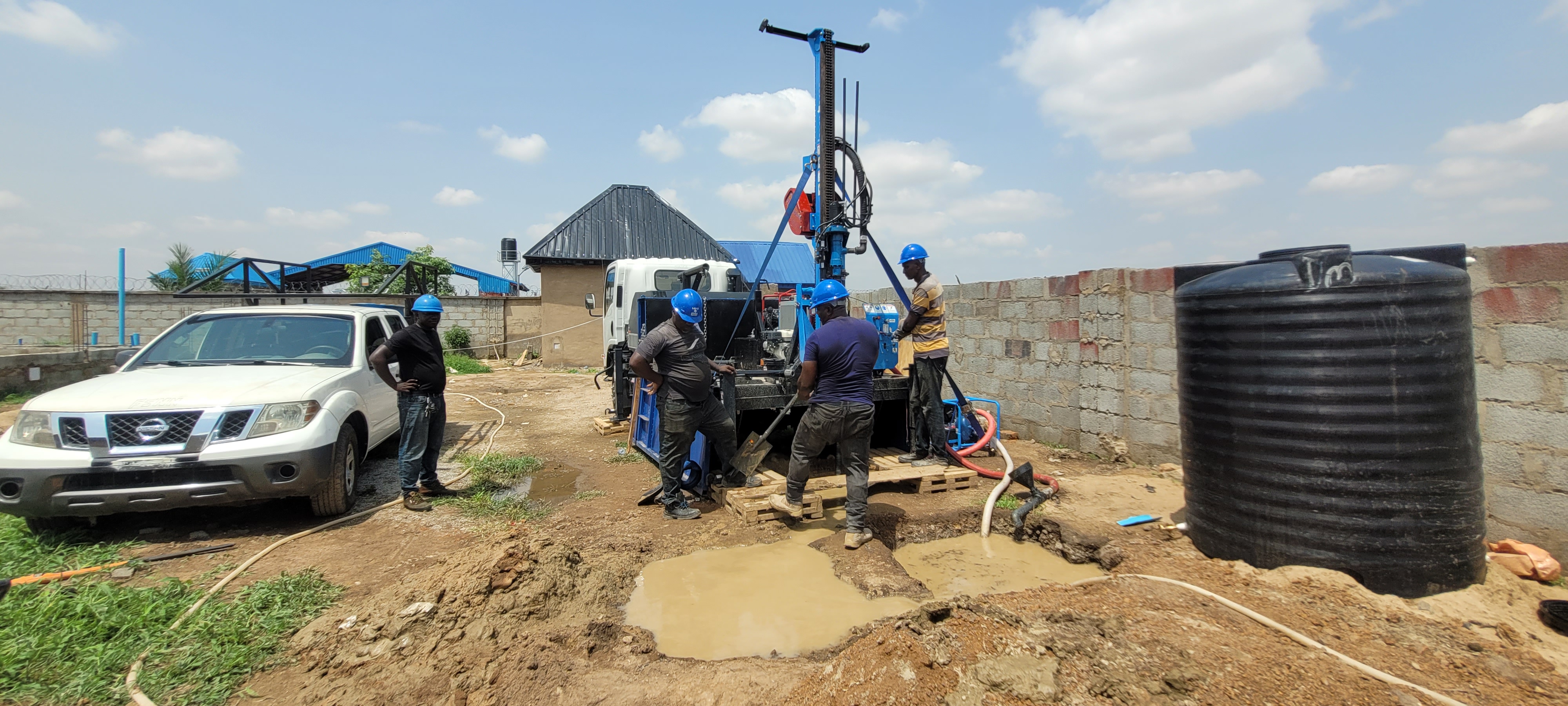 testing the completed rig by drilling a borehole