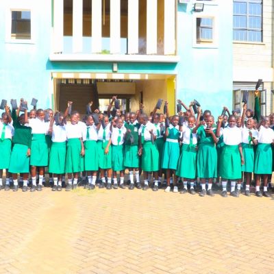 Rweya school students photo session after training