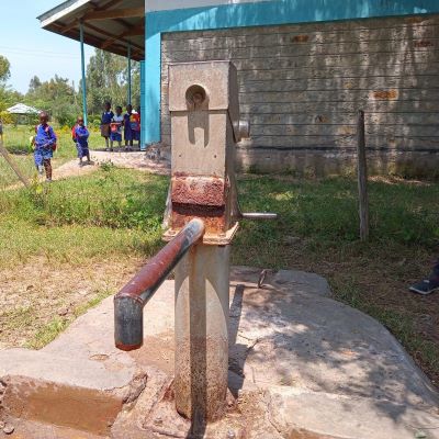 This is school hand pump before rehabilitation