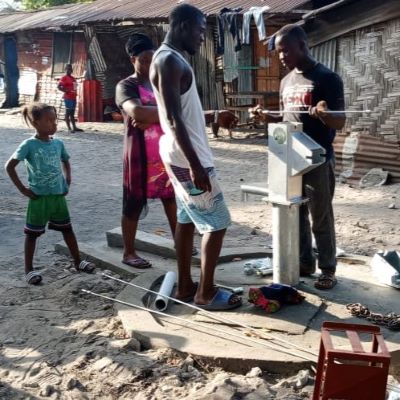 Village well undergoing rehabilitation 