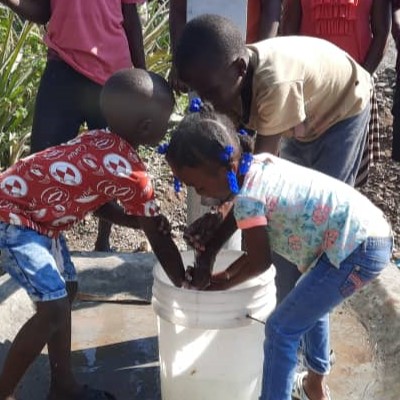 Children with running water 