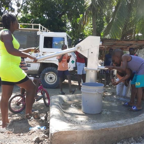 Drawing water from new well