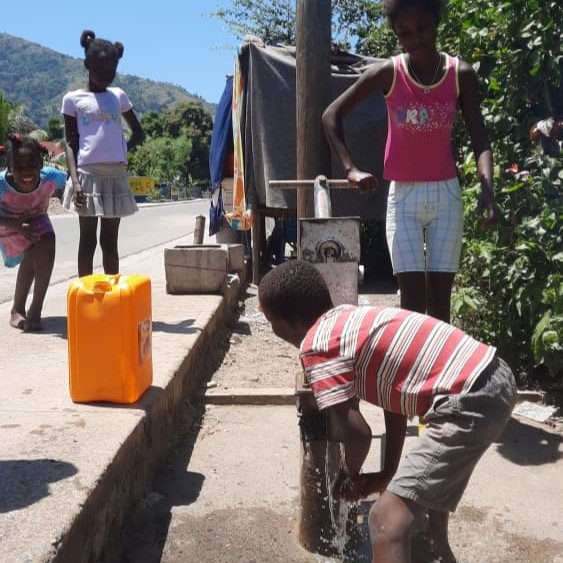 Drawing water from repaired pump