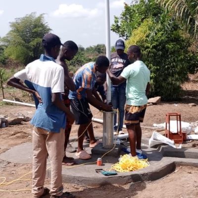 Village hand pump undergoing rehabilitation 