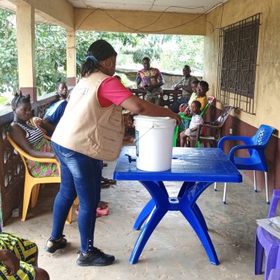 Community members attending Health and Hygiene training class 