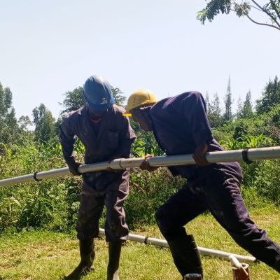 Hand pump installation underway 