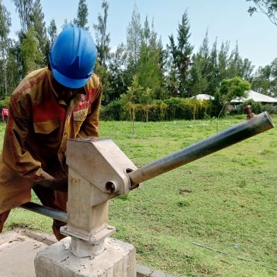 Communal well undergoing repair 