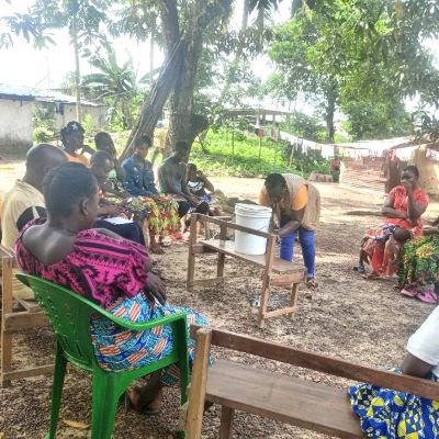 Teaching villagers the technique of washing hands