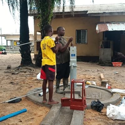 Handpump installation on the new well underway 