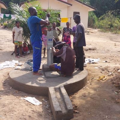 Hand pump installation underway 