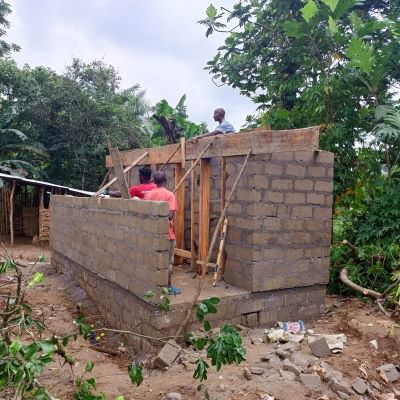 Community's new latrine under construction