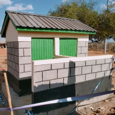 Newly constructed latrine at Levuni Primary School