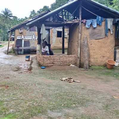 A villager's home in Gbotota village