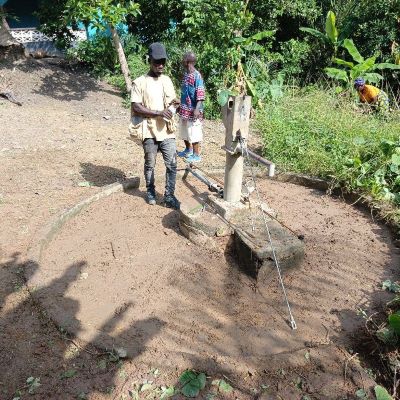Hand pump repair in progress 