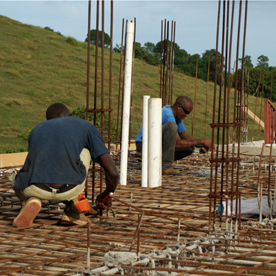 Tying the Rebar grid for the new Roof