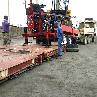 Unloading Rig at Haiti Compound