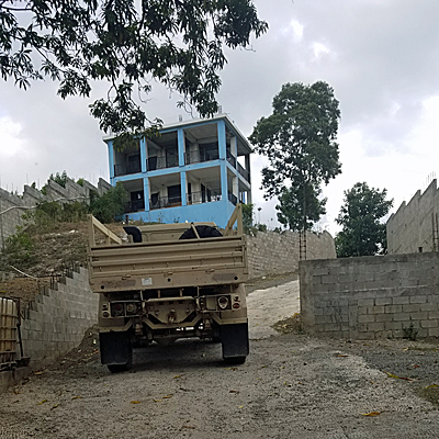 Back of drill truck