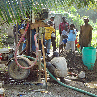 New Mud pump in use drilling village well