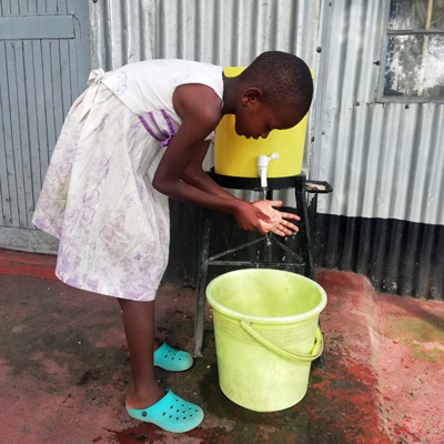 Handwashing stations at one of the many clinics