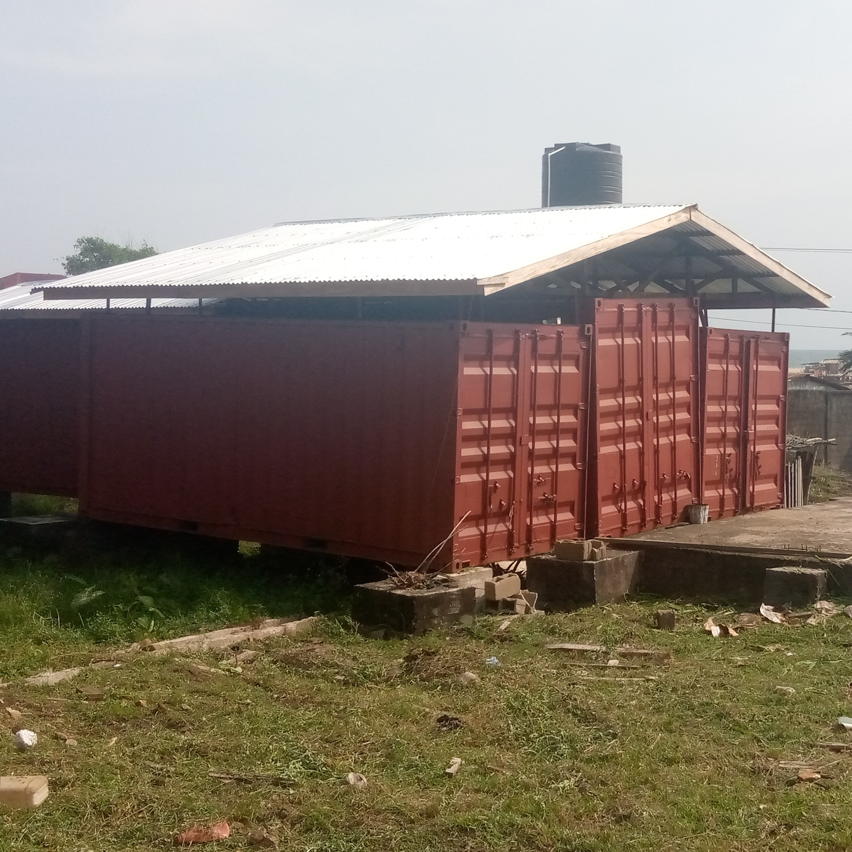 New roof over 3 storage containers