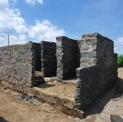 Hand cut stones create strong structure.