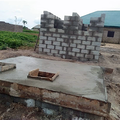 Septic tank completed, walls of latrine started