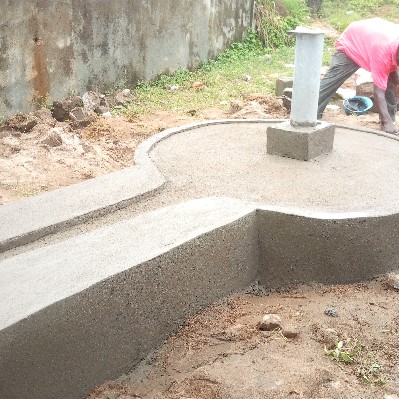 Newly poured cement pad