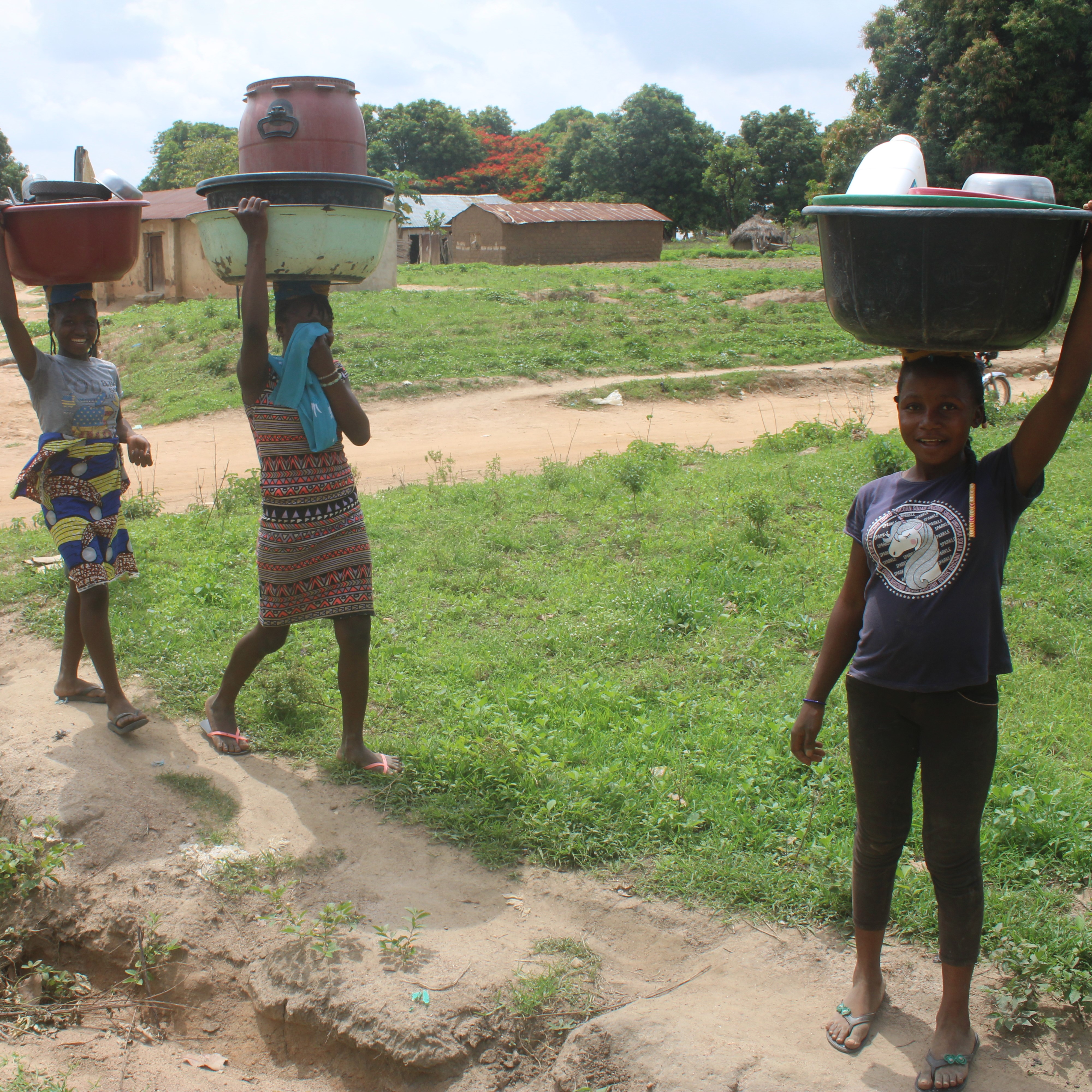 Girls fetching water