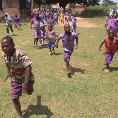 School children playing