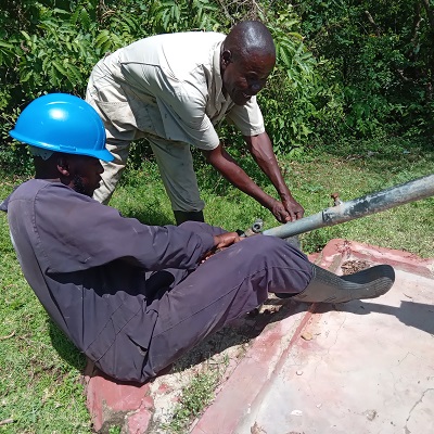 The team working to restore water to the community 