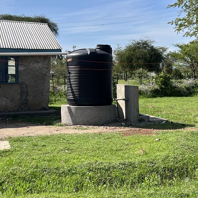 Rainwater harvesting and storage tank and handwashing station at Nazerene nursery 