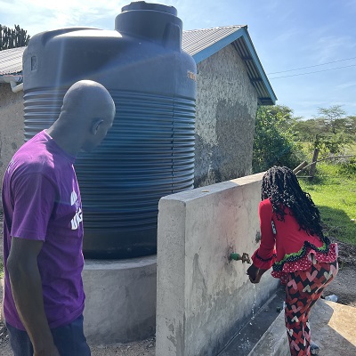 Rainwater harvesting tank provides both drinking and handwashing water 