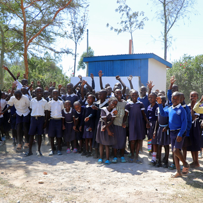 Students Celebrating New Latrine
