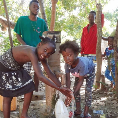 Happy Children by working pump