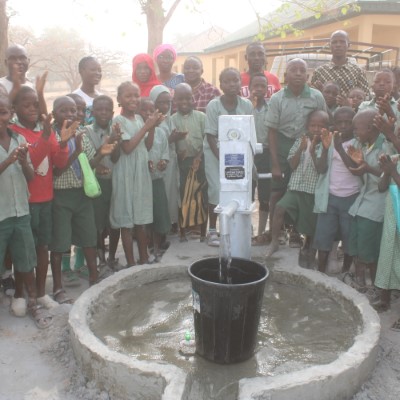 School pupils at the new source 