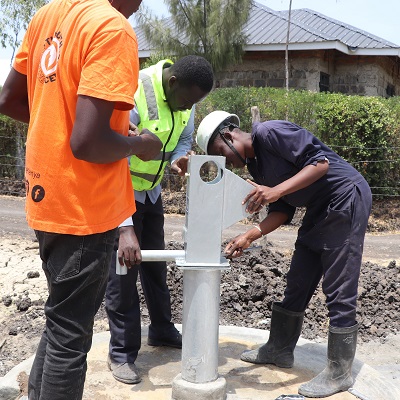 Pump installation on  the new well underway