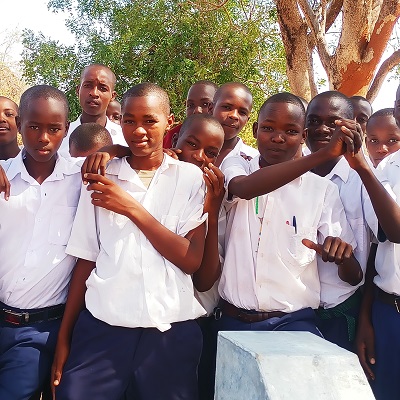 Happy students at Mwambiu Secondary School