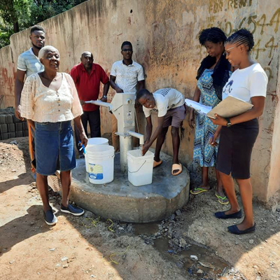 Villagers at new well