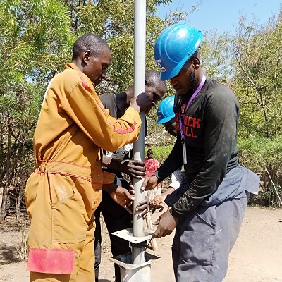 The broken hand-pump is under rehabilitation