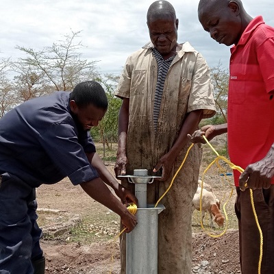 Handpump installation underway 