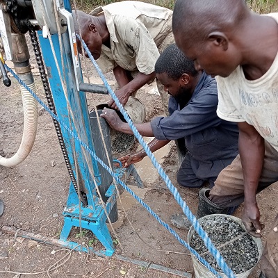 Borehole drilling underway 