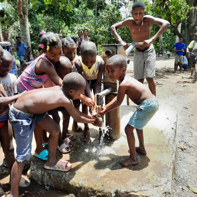 Children by well