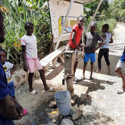 Drawing water from newly repaired pump
